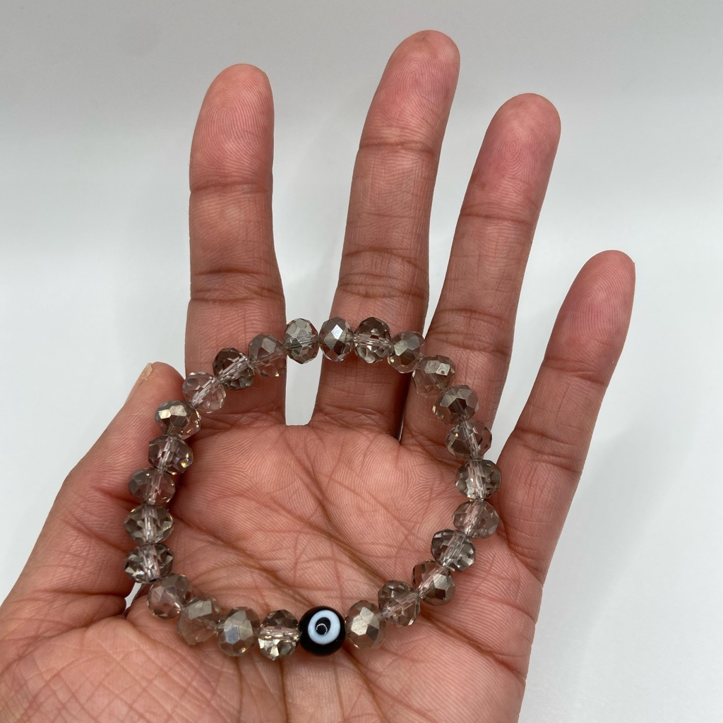 Gender-Neutral Evil Eye Glass Bead Stretch Bracelet